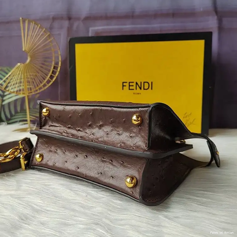 Affordable HOT ISeeU Ostrich Bag In Petite Peekaboo Leather Coffee Fendi 0404